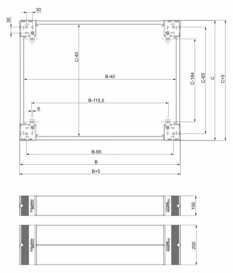 Kit di installazione frontale Schneider Electric base 200 mm NSYSPF12200