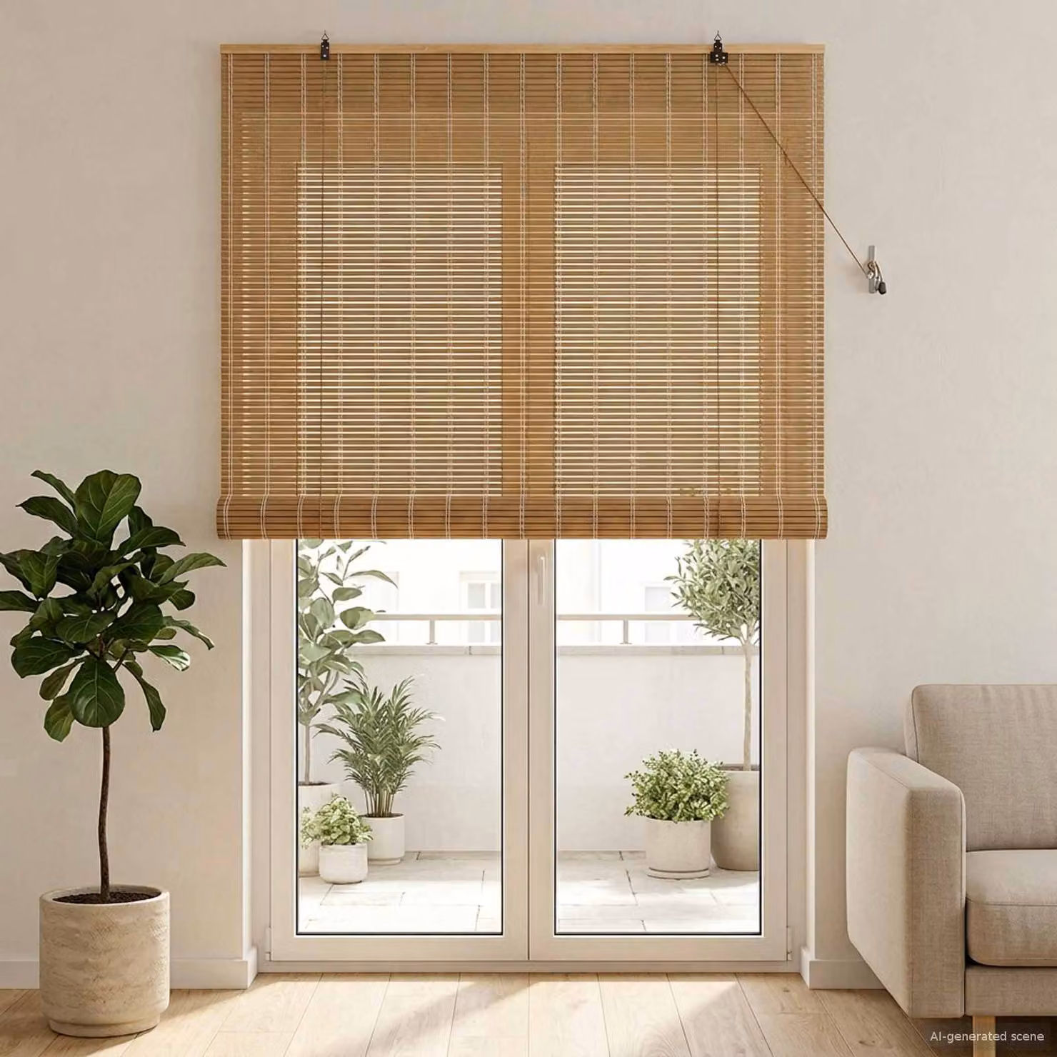 vidaXL Tenda a rullo Natura 130 x 220 cm Bambù