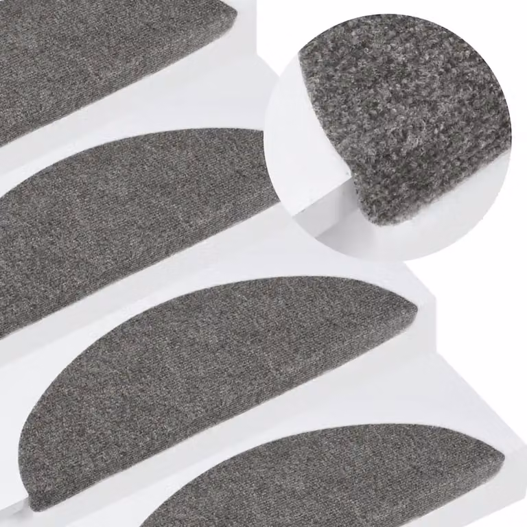 vidaXL Set di 10 Tappetini Autoadesivi per Scale Antiscivolo e Fonoassorbenti, Colore Grigio, L 56 cm x P 17 cm x H 3 cm