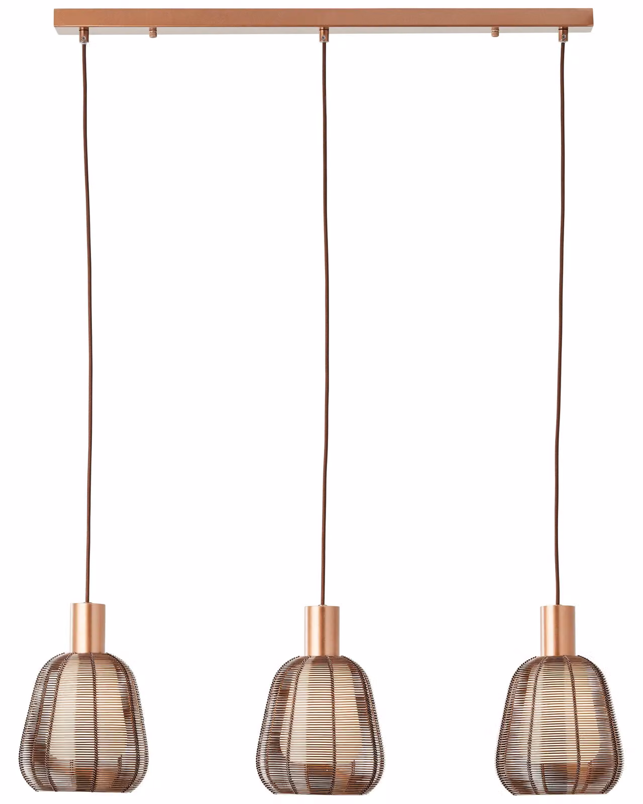 Lampada a sospensione Brilliant Wallace a 3 luci, color caffè scuro, metallo/legno marrone, 3x A60, E27, 40 W