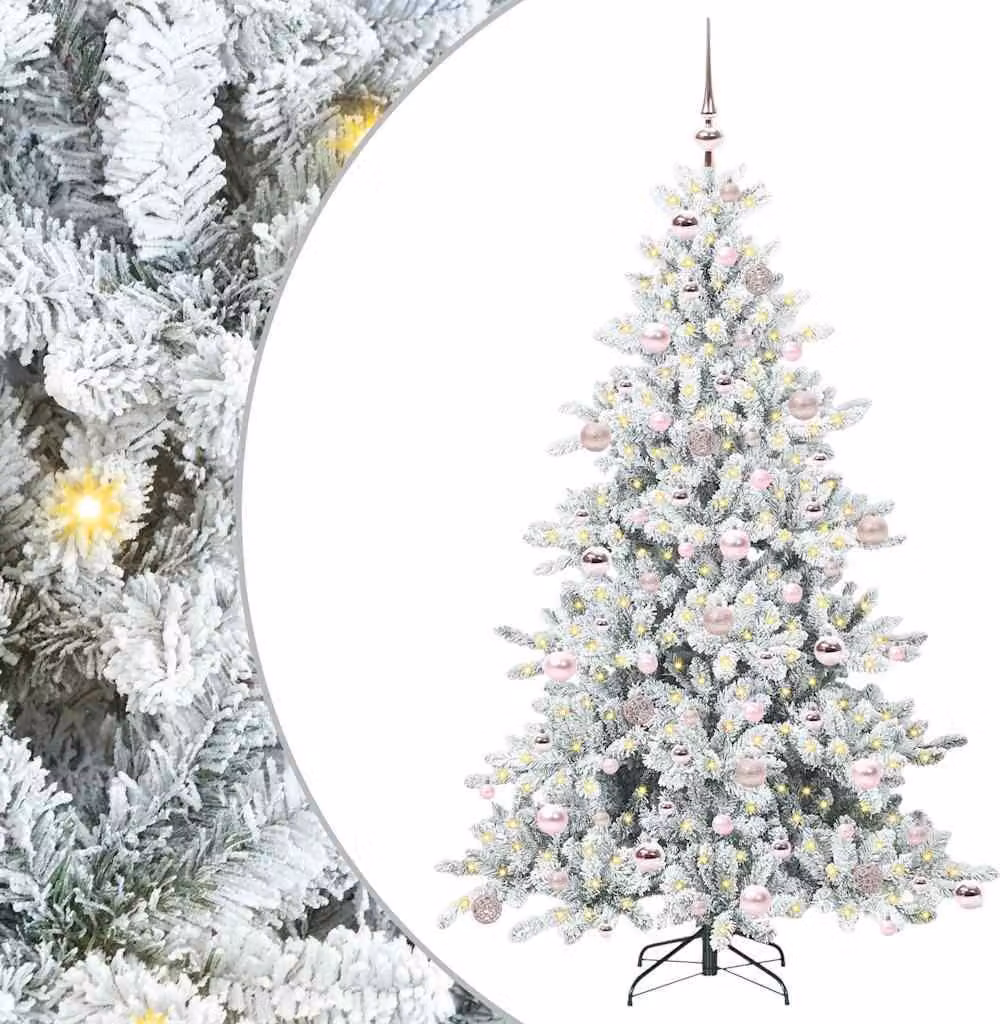 Albero di Natale Artificiale con Rami Pieghevoli Bianco 180 cm