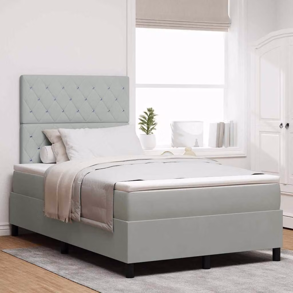 Maison Exclusive - Letto boxspring con materasso grigio chiaro 120 x 190 cm velluto