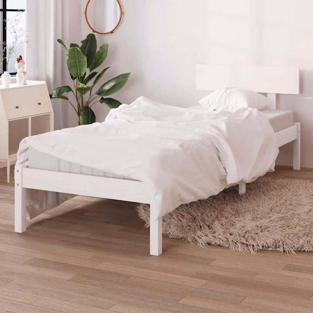 vidaXL Giroletto in legno massello di pino bianco con doghe fisse L/P: 200 x 90 cm