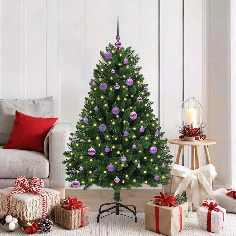 Maison Exclusive - Albero di Natale artificiale, altezza 150 cm, 150 luci a LED, luce bianca calda, colore verde