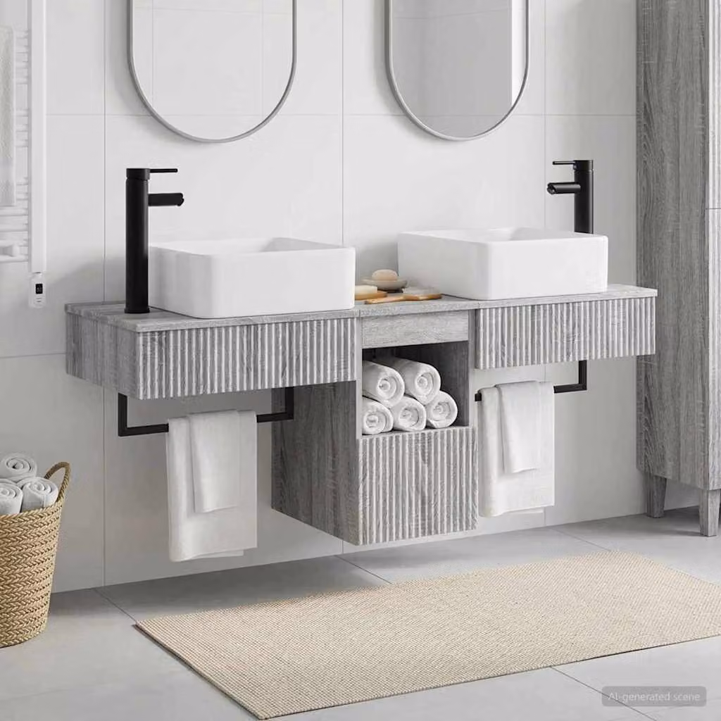 Set di 3 armadi da bagno moderni vidaXL in legno grigio L/P/H: 53 x 35 x 39 cm
