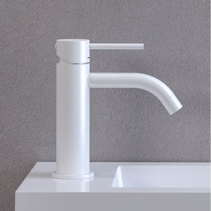 Miscelatore monocomando per lavabo Kronenbach Lima 2.0, colore bianco, senza tappo di scarico