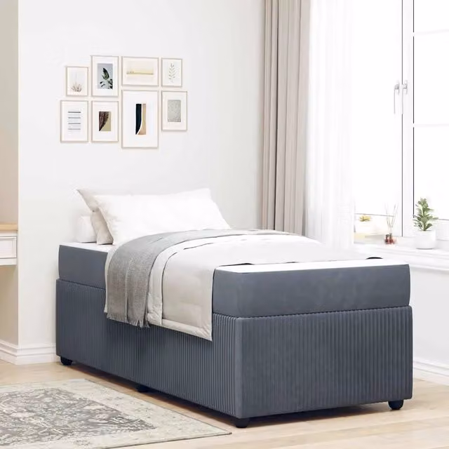 Struttura letto con giroletto in tessuto grigio DESIGN IN L/P: 100 x 200 cm