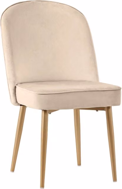 6 Sedie da Pranzo Moderne in Velluto Beige con Gambe Dorate in Metallo, Console per Sala da Pranzo, Soggiorno e Studio