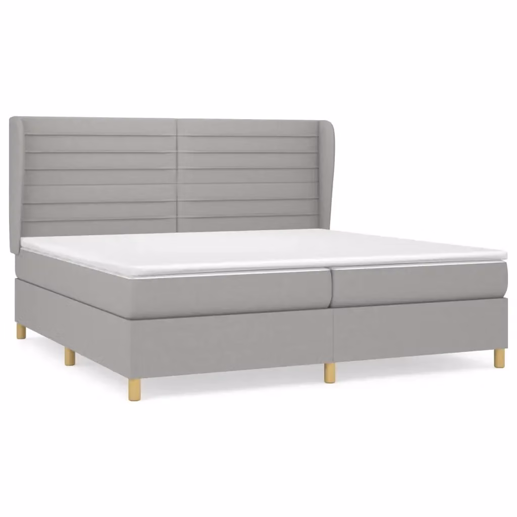 Letto Ibrido vidaXL con Giroletto a Molle e Materasso Grigio Chiaro e Bianco L/P/H: 200 x 200 x 25 cm – 2