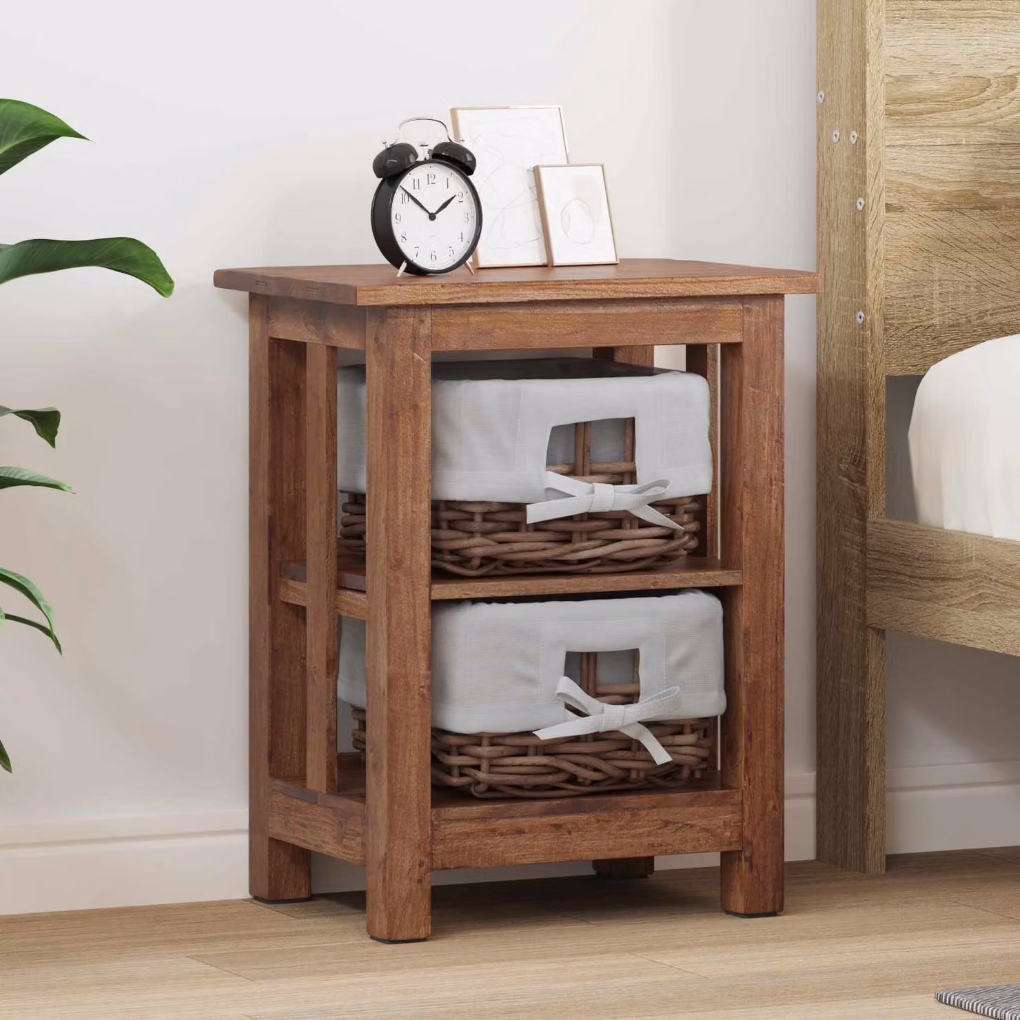 vidaXL Tavolo laterale rettangolare in legno marrone L/P/H: 38 x 28 x 50 cm