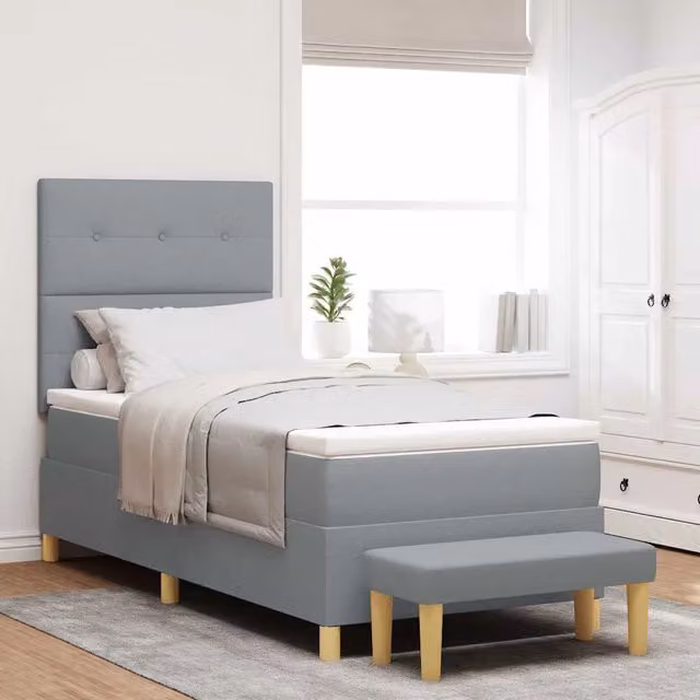 Letto a molle con testiera vidaXL in tessuto grigio L: 200 cm, P: 80 cm, H: 128 cm – 1