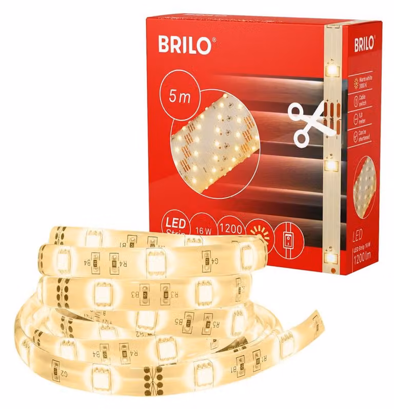 BRILONER - Striscia LED 5m, bianca, autoadesiva, incl. interruttore on/off, 2261-150P