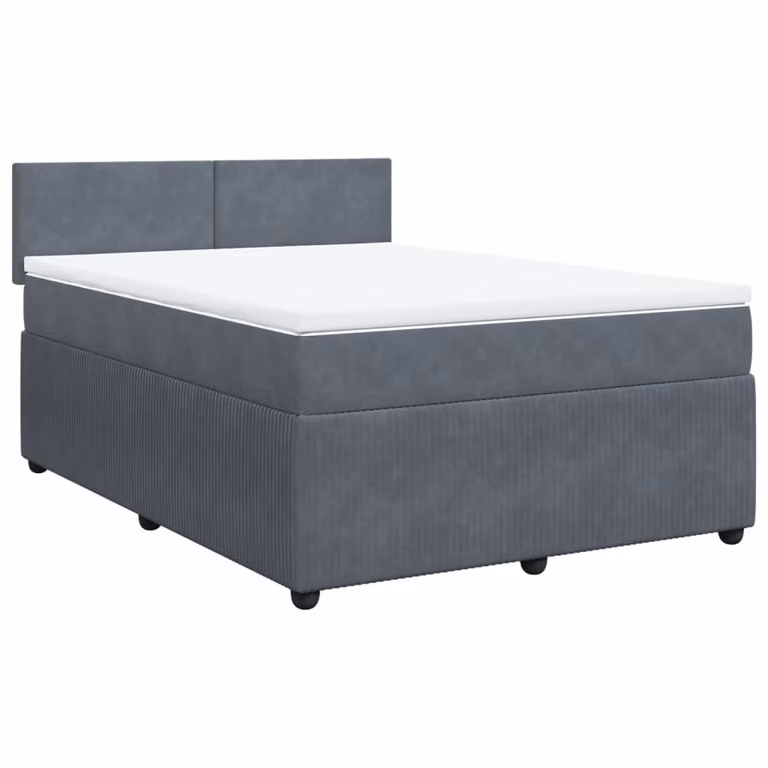 Giroletto a Molle con Materasso Grigio Scuro 160x200 cm Velluto