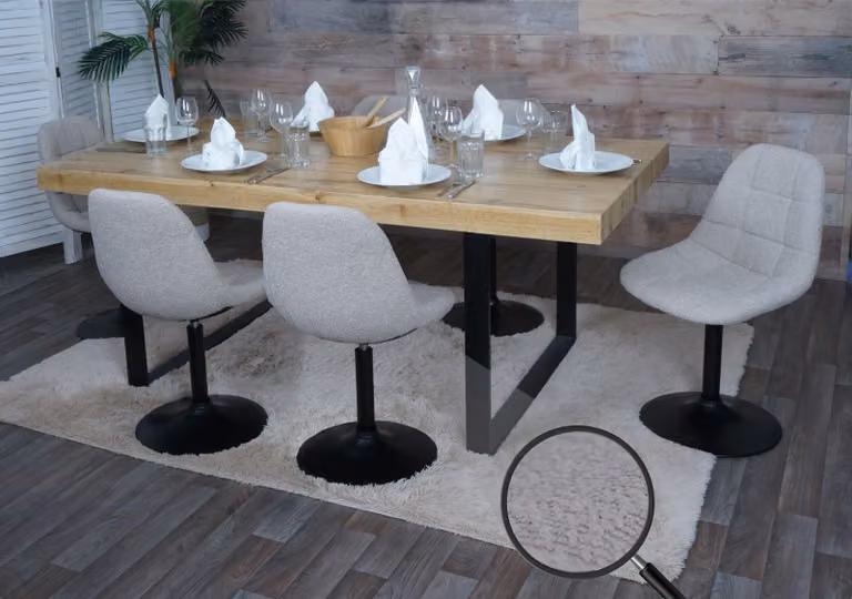 set di 6 sedie da pranzo HWC-A60, sedia da cucina girevole, acciaio Tessuto /tessuto bouclé (450g/m²) ~ taupe