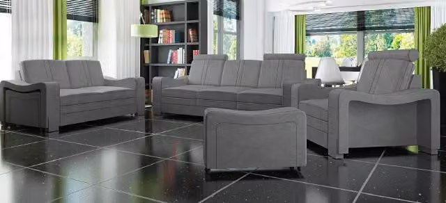 Sofagarnitur Textil Polster Sofa mit USB Garnitur Stoffsofa 3+2+1 Wohnlandschaft