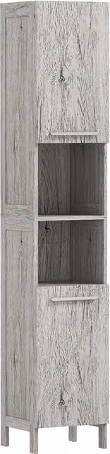 Colonna bagno multifunzione kleankin in MDF con 2 armadietti e 2 ripiani aperti, colore legno, L/P/H: 30 x 32 x 172.5 cm