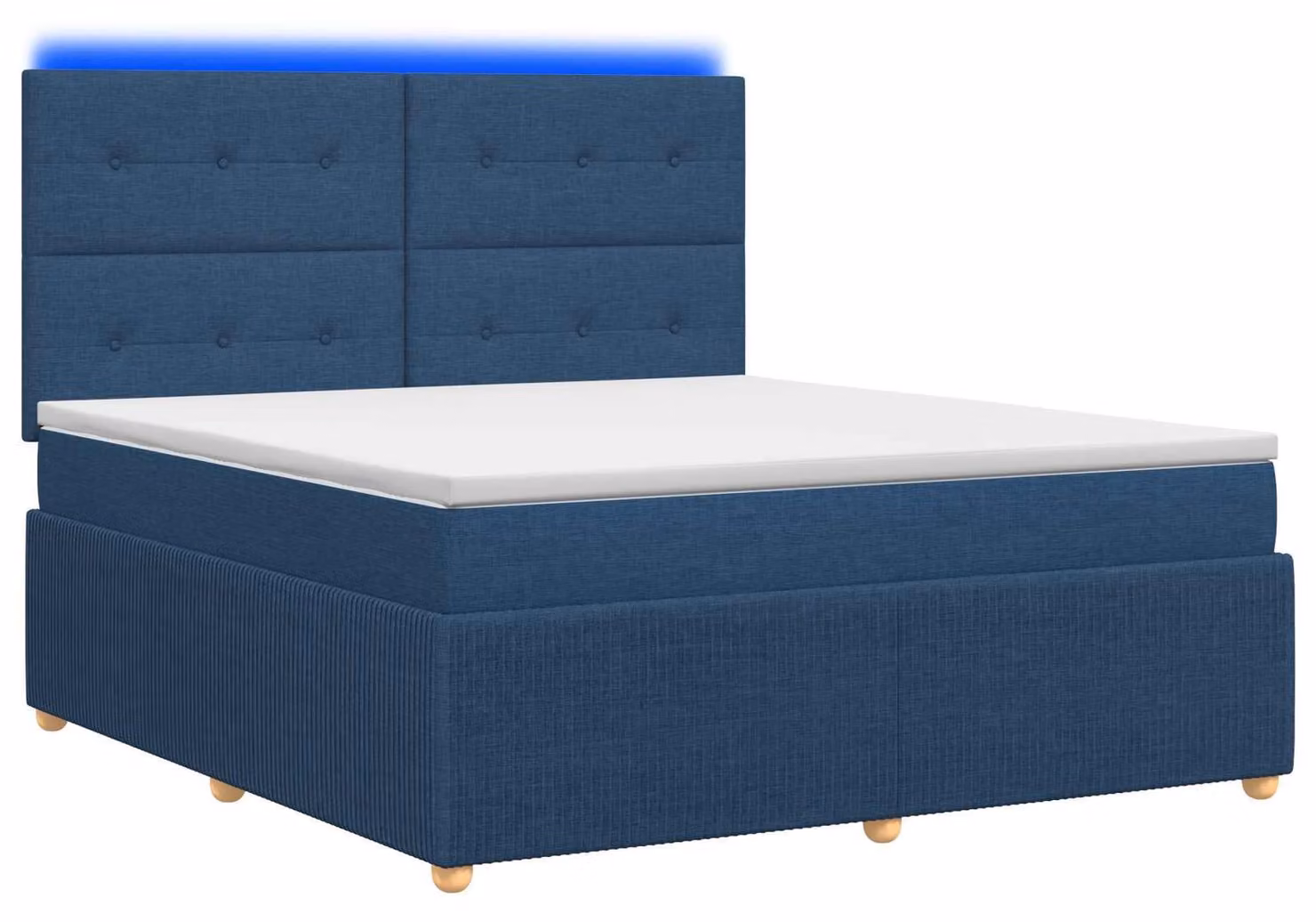 Letto boxspring LED con materasso blu 180 x 200 cm Tessuto