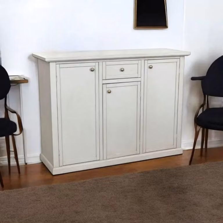 Madia credenza shabby chic con 3 ante e 1 cassetto in legno bianco anticato Mobili 2G L/P/H: 120 x 39 x 85 cm