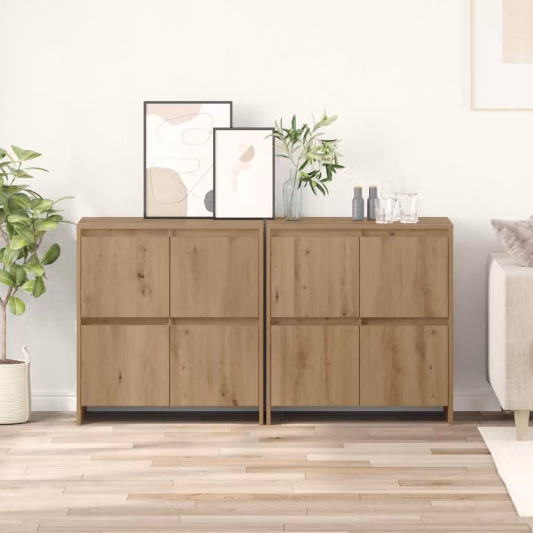 Set di 2 sideboard vidaXL in rovere marrone con design minimalista L/P/H: 70 x 41 x 75 cm