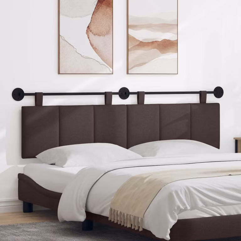 Testiera da letto sospesa vidaXL in velluto marrone con design moderno a righe, L: 170 cm, H: 55 cm, P: 11 cm