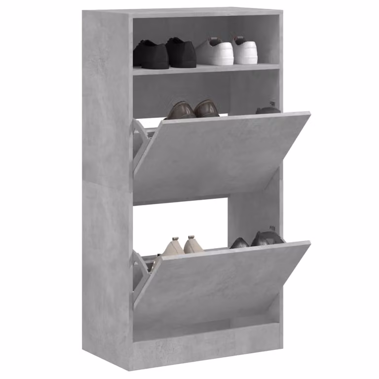 Scarpiera moderna vidaXL in legno grigio con scomparti basculanti L: 60 cm, P: 34 cm, H: 116 cm