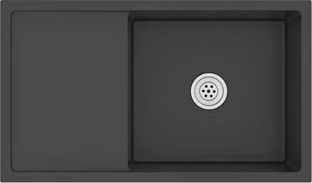 Lavello da cucina in acciaio inox nero lavorato a mano DESIGN IN L/P/H: 75 x 44 x 20 cm