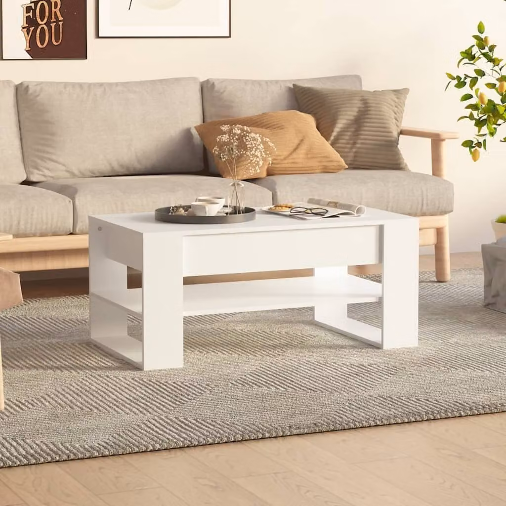 Maison Exclusive - Tavolino bianco 102x55x45 cm Materiale ligneo