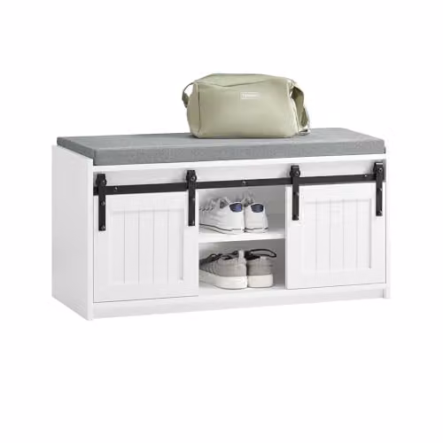 SoBuy Panca scarpiera con ante scorrevoli 90x35x46cm per ingresso