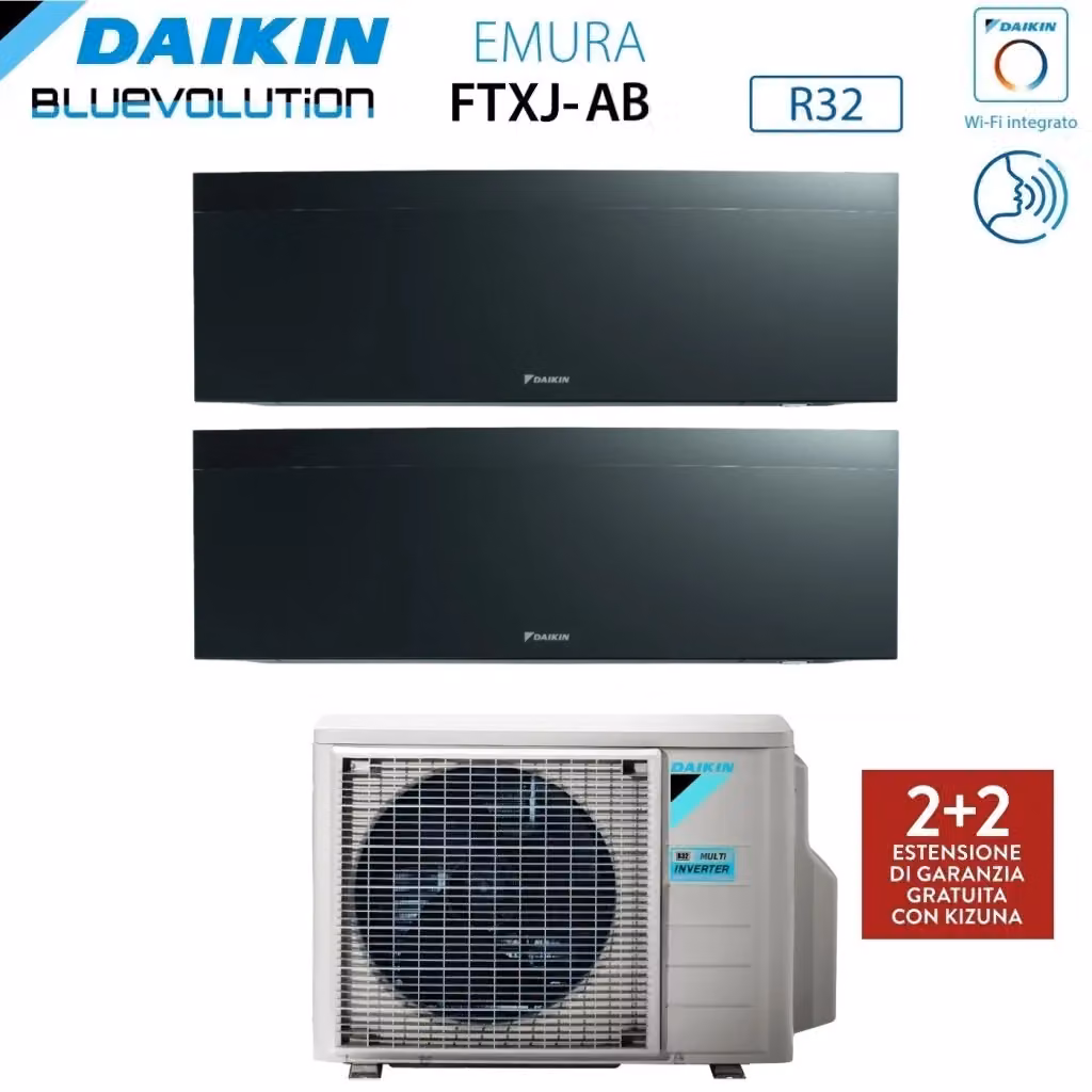 Condizionatore Dual Split Daikin Emura Black III 9+12 con Wi-Fi Integrato e Controllo via App Nero – 2