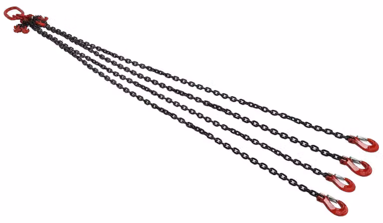 Catena di sollevamento a 4 braccia, diametro 6 mm, lunghezza 2 metri, portata 4 tonnellate, acciaio G80