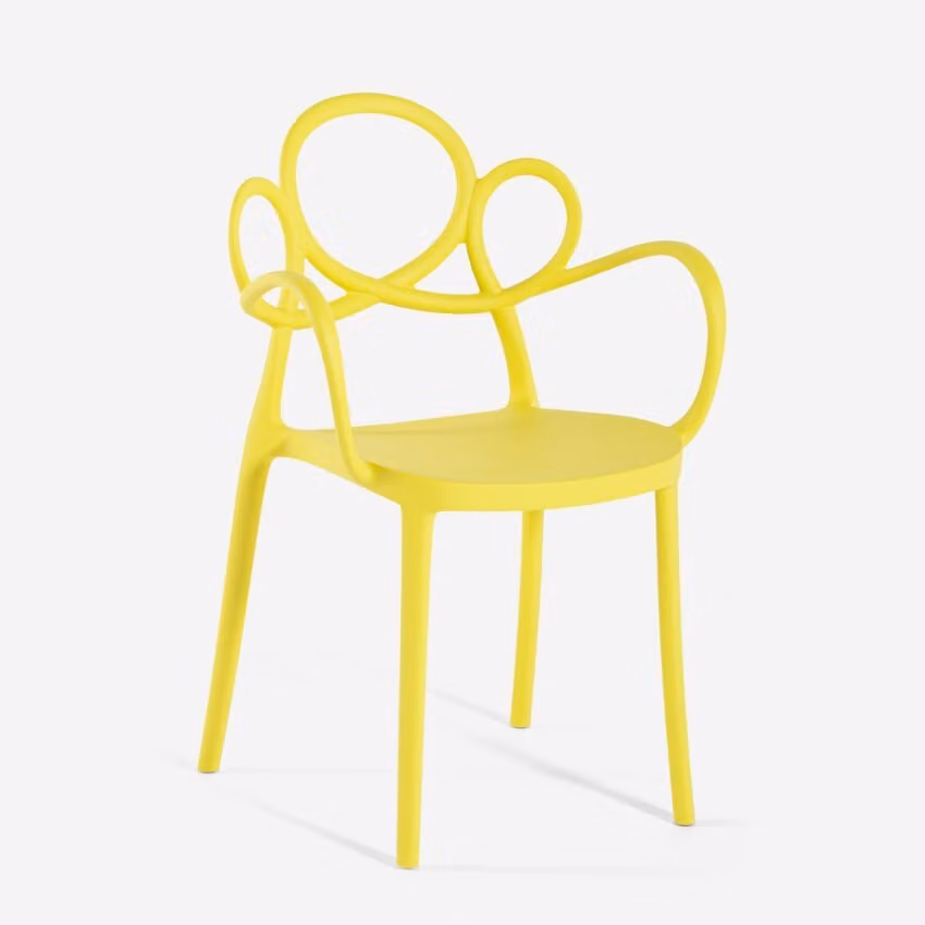 Elegante sedia di design moderno in polipropilene con braccioli Derby - Giallo