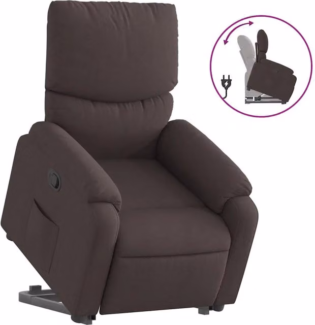Poltrona | Sedia Relax Alzapersona Reclinabile Marrone Scuro in Tessuto