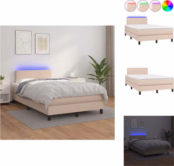 vidaXL Letto a molle con materasso e LED cappuccino-marrone 120x200cm - Letti & strutture letto