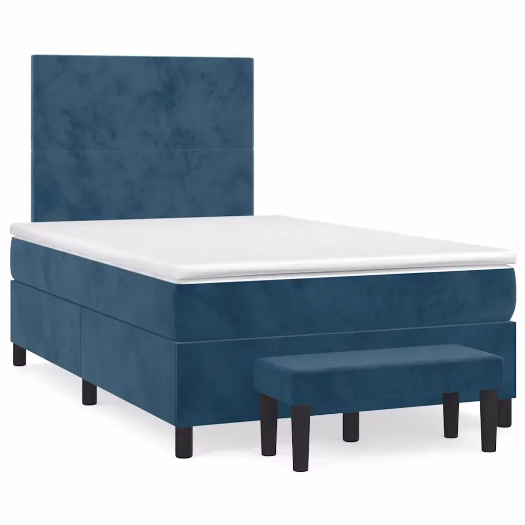 Letto Ibrido con Giroletto a Molle e Materasso vidaXL in Velluto Blu Scuro e Bianco L/P: 120 x 200 cm – 2