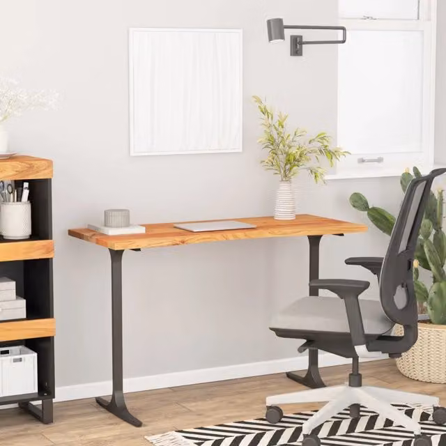 Piano per scrivania rettangolare in legno di acacia marrone vidaXL L: 140 cm, P: 60 cm, H: 2,5 cm