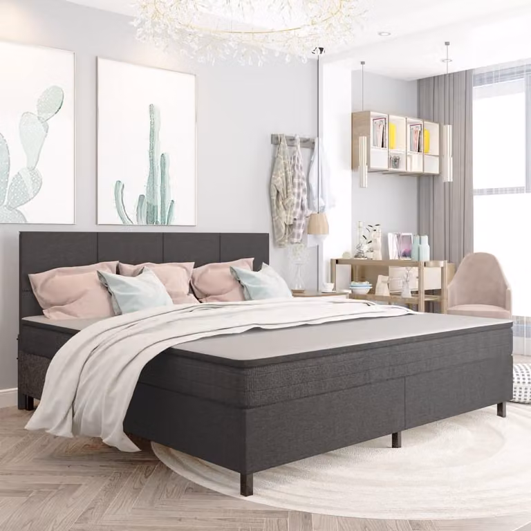 Maison Exclusive - Letto boxspring in tessuto grigio scuro 200x200 cm
