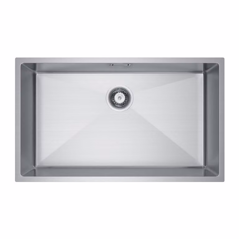 VBChome Lavello da cucina 74×44 cm in acciaio inossidabile, colore acciaio, senza sgocciolatoio – Lavello da incasso a vasca singola, profondità 21 cm, mobile sottolavello minimo 80 cm, lavello da incasso