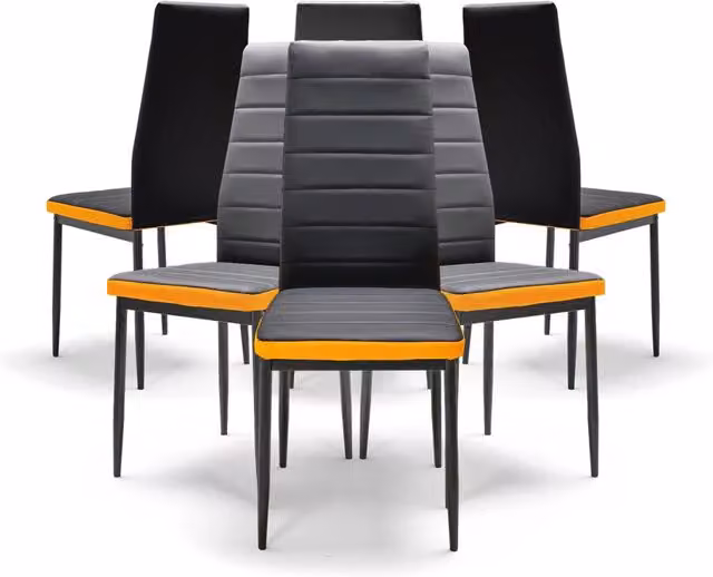 Set di 6 sedie ATENE Frankystar in similpelle nero opaco per cucina e ufficio