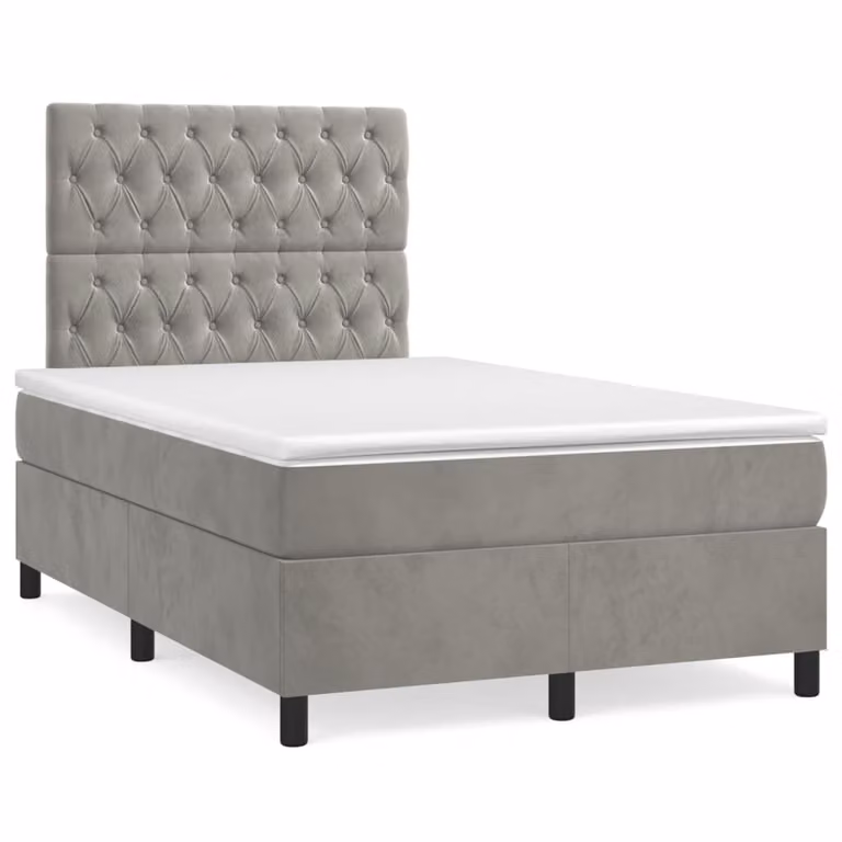 Letto Ibrido con Materasso e Illuminazione LED vidaXL in Velluto Grigio L/P/H: 120 x 200 x 123 cm