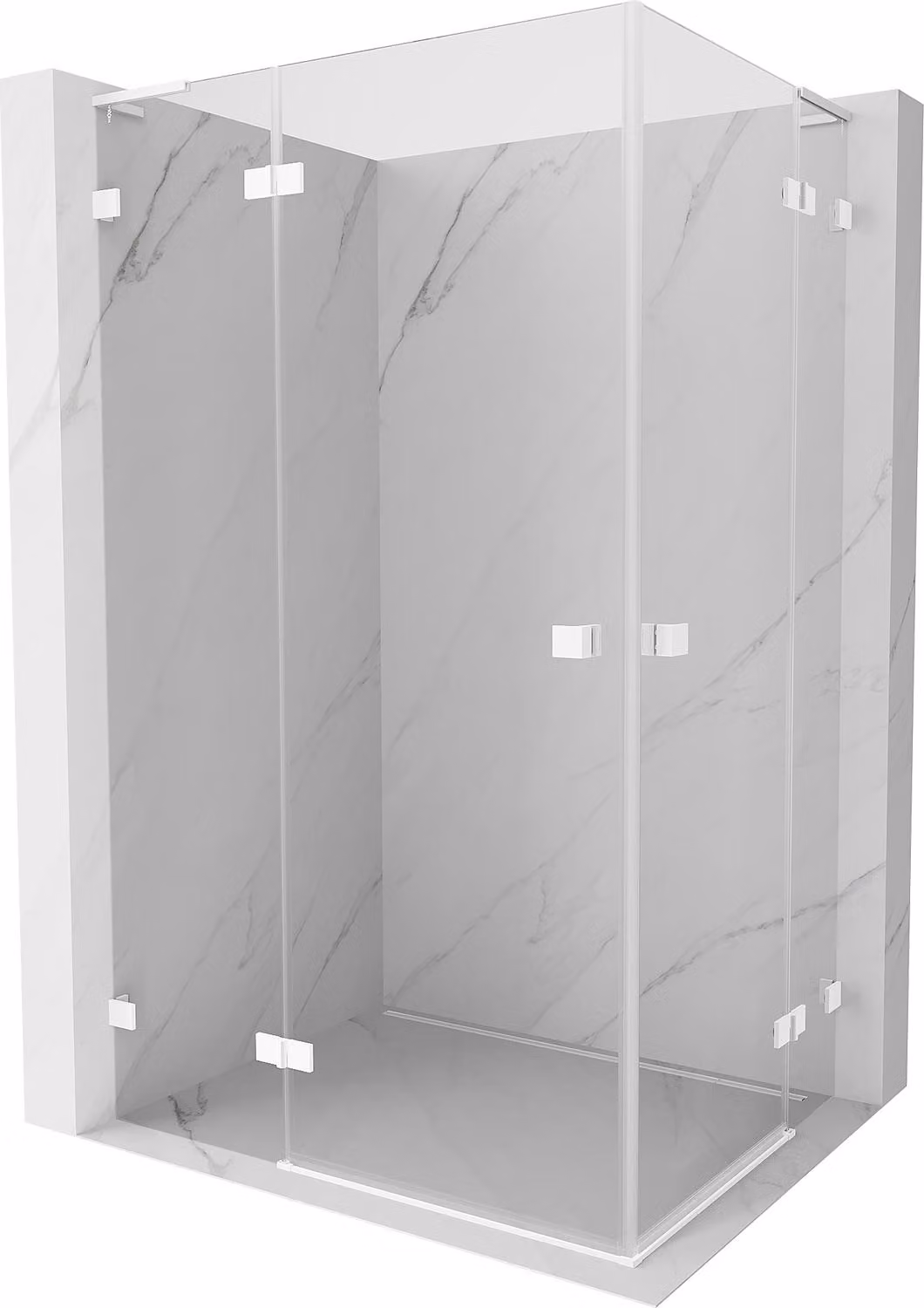 Mexen Lunar L Duo cabina doccia battente sinistra 120 x 75 cm, trasparente, bianca - 834L-120L-075P-20-00