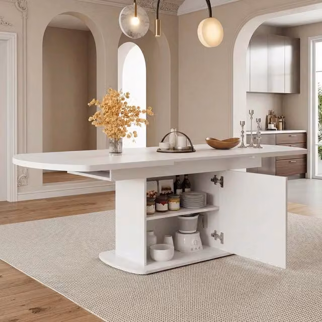 Tavolo da pranzo allungabile ovale ¨C Minimal ¨C bianco 140/200x80x75cm