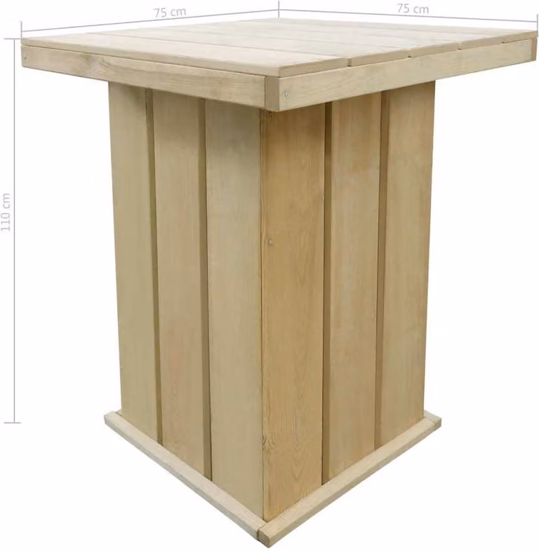 Tavolo da Bar Esterno 75x75x110cm Legno di Pino Impregnato