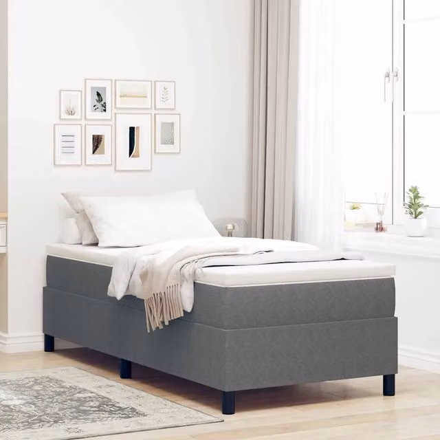 Letto a molle vidaXL in tessuto grigio e bianco L 90 x P 200 cm – 1