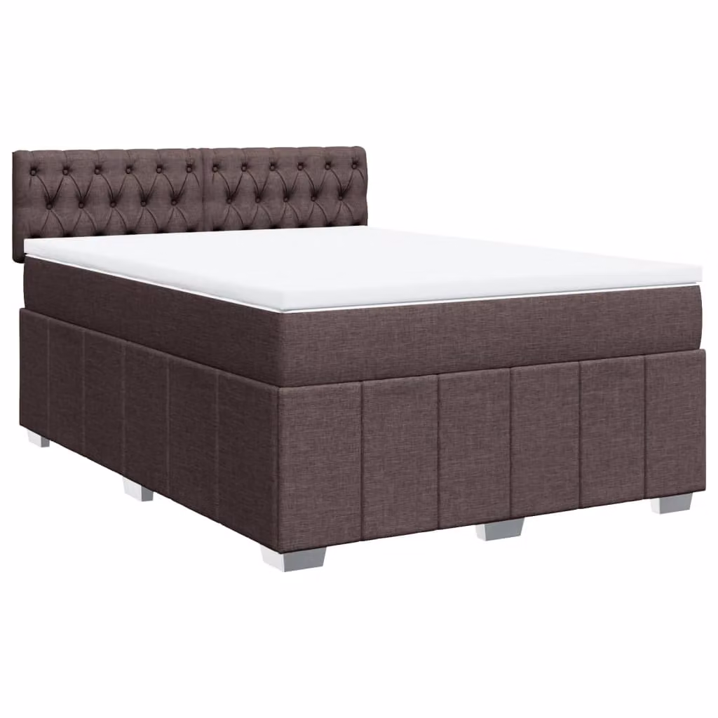 Letto a molle con materasso marrone scuro 160x200 cm in tessuto