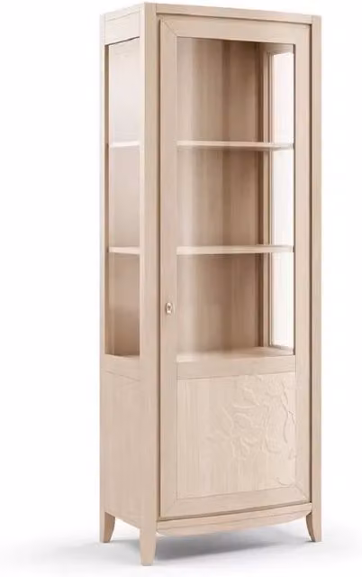 Vetrina contemporanea con decoro floreale e porta in vetro di Mobili 2G in legno naturale marrone L/P/H: 70 x 42 x 200 cm – 3