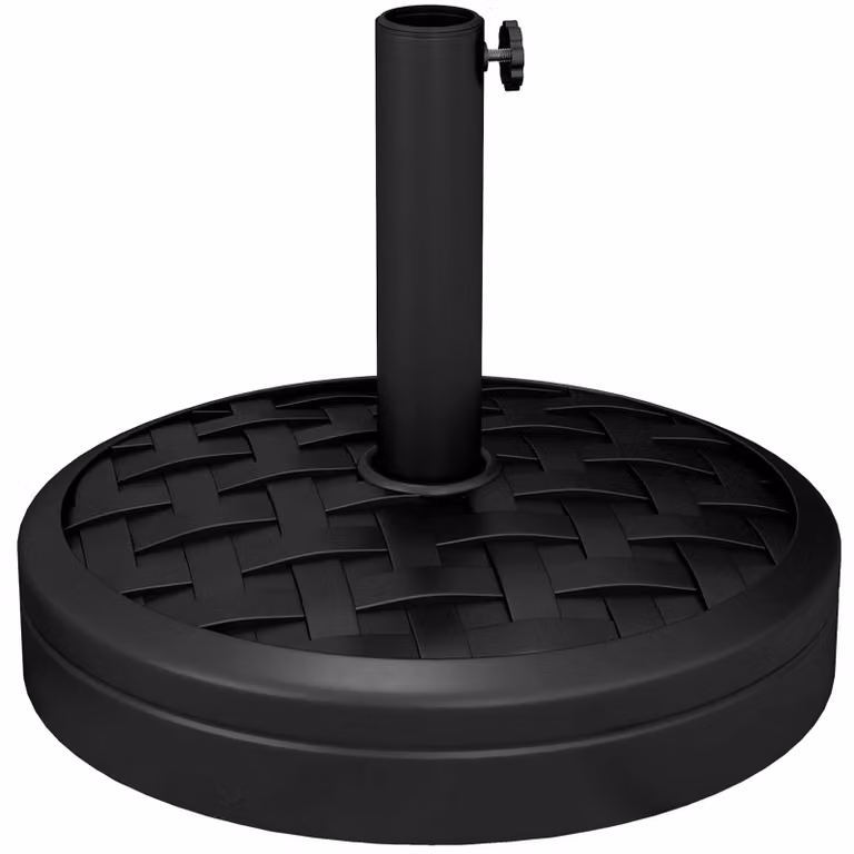 Supporto per ombrellone in cemento, peso 18 kg, adatto per ombrelloni con diametro del palo di 32/38/48 mm | Colore: nero | Dimensioni: 45x45x36 cm