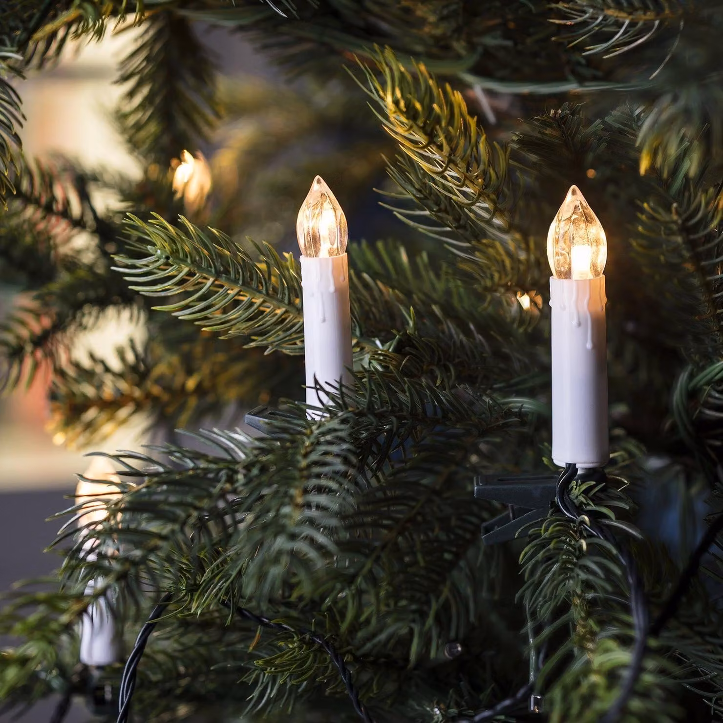Catena luminosa a LED, 20 luci a forma di candela, luce calda, lunghezza 6,3 metri, per uso interno