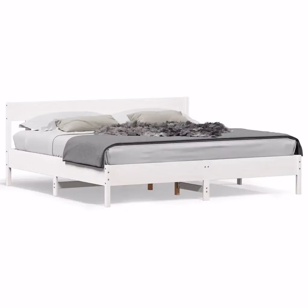 vidaXL Giroletto senza Materasso in Legno Massello di Pino Bianco L/P/H: 180 x 200 x 185,5 cm – 2