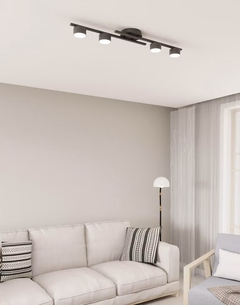 Lampada a sospensione FRAGMENT nera 4xGX53x10W in metallo, dimensioni: 9,5x86x14 cm, IP20, Emibig