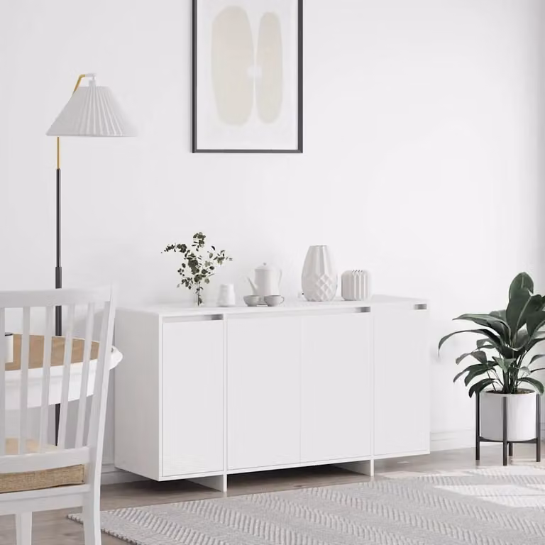 Credenza bianca vidaXL in legno ingegnerizzato con design minimalista, L 135 x P 41 x H 75 cm